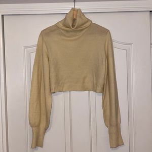 Princess Polly thin cream cropped sweater